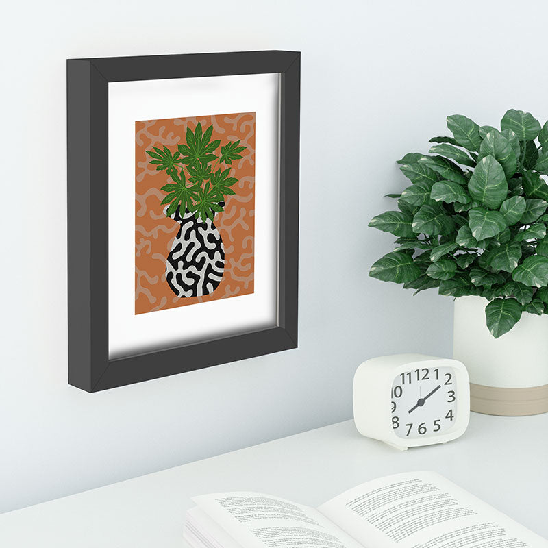 Coco de Paris Green plant retro style 2 Recessed Framing Rectangle