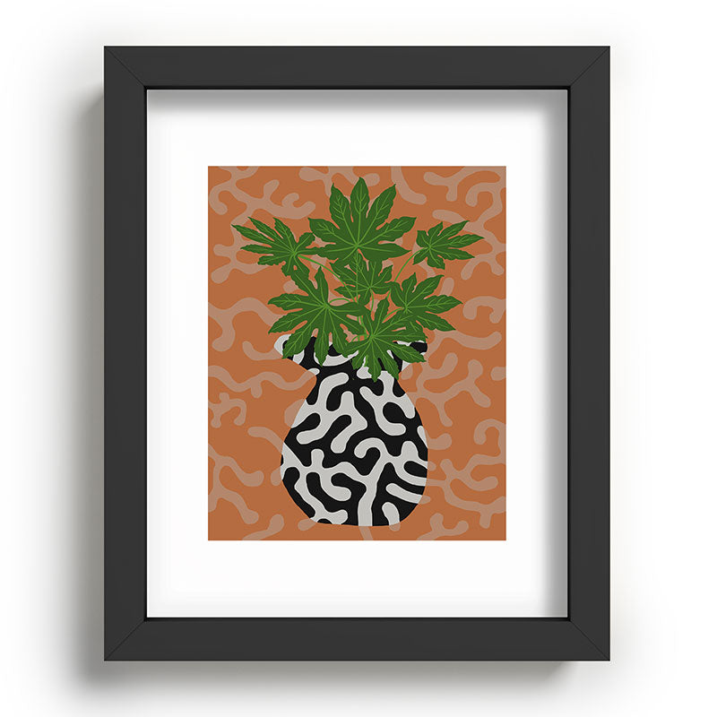Coco de Paris Green plant retro style 2 Recessed Framing Rectangle