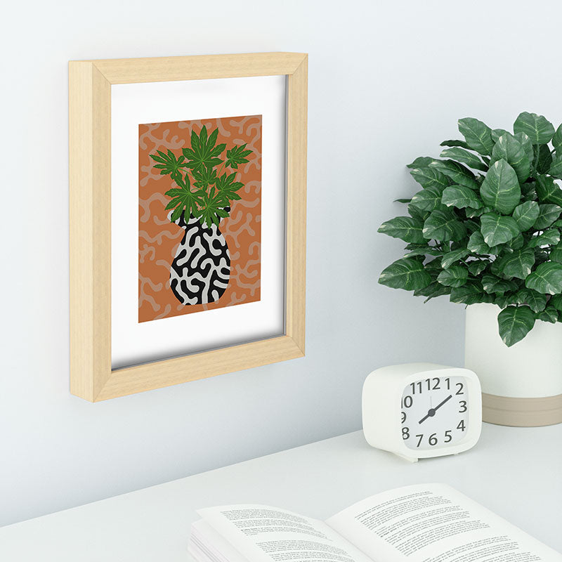 Coco de Paris Green plant retro style 2 Recessed Framing Rectangle