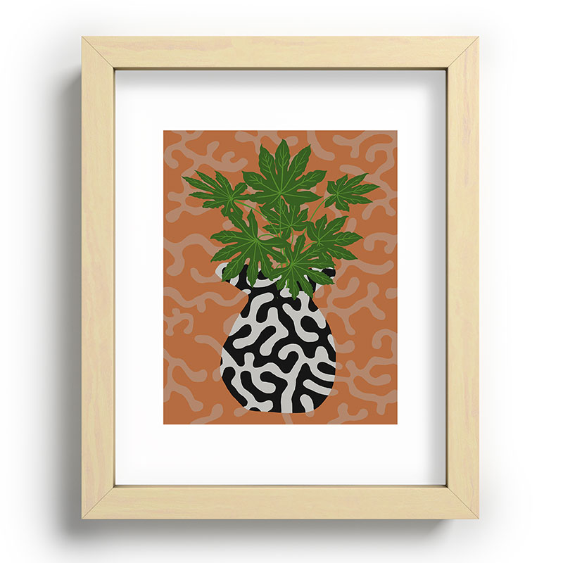Coco de Paris Green plant retro style 2 Recessed Framing Rectangle