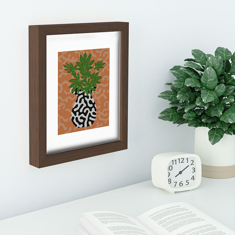 Coco de Paris Green plant retro style 2 Recessed Framing Rectangle