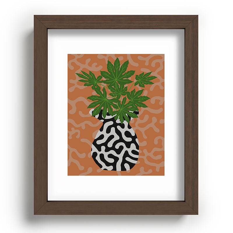 Coco de Paris Green plant retro style 2 Recessed Framing Rectangle