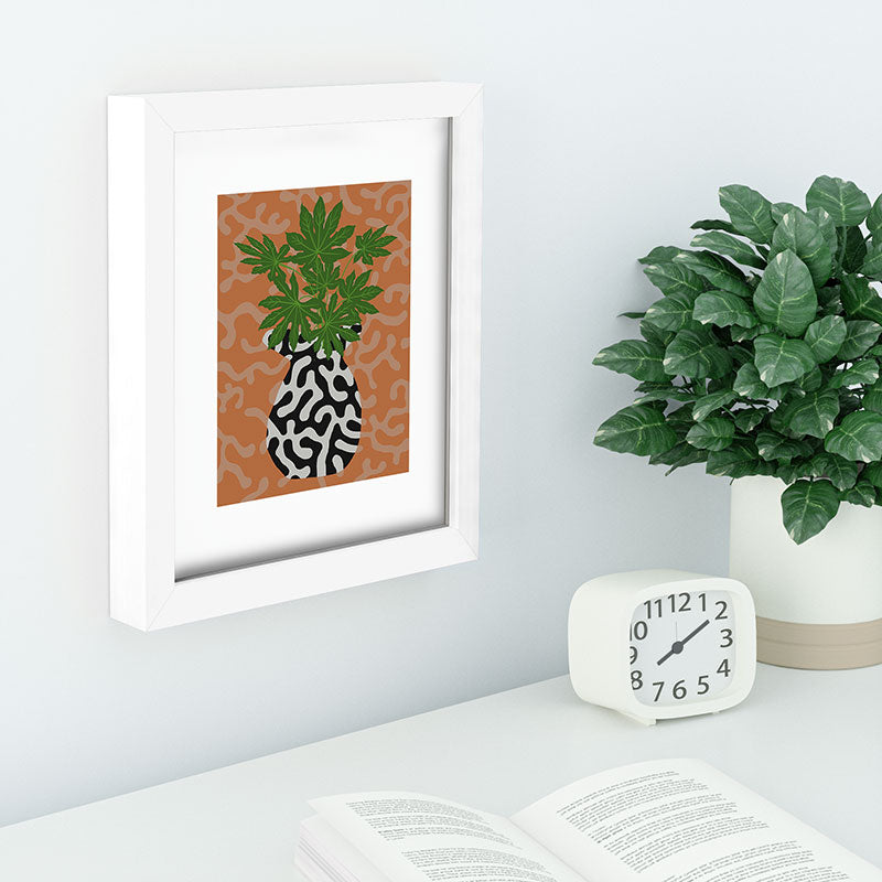 Coco de Paris Green plant retro style 2 Recessed Framing Rectangle