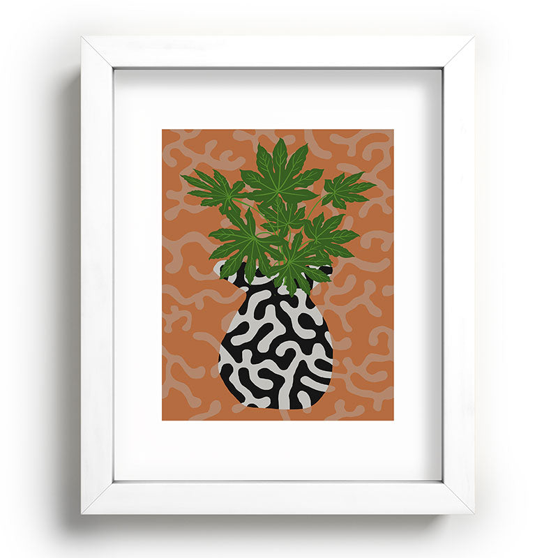 Coco de Paris Green plant retro style 2 Recessed Framing Rectangle