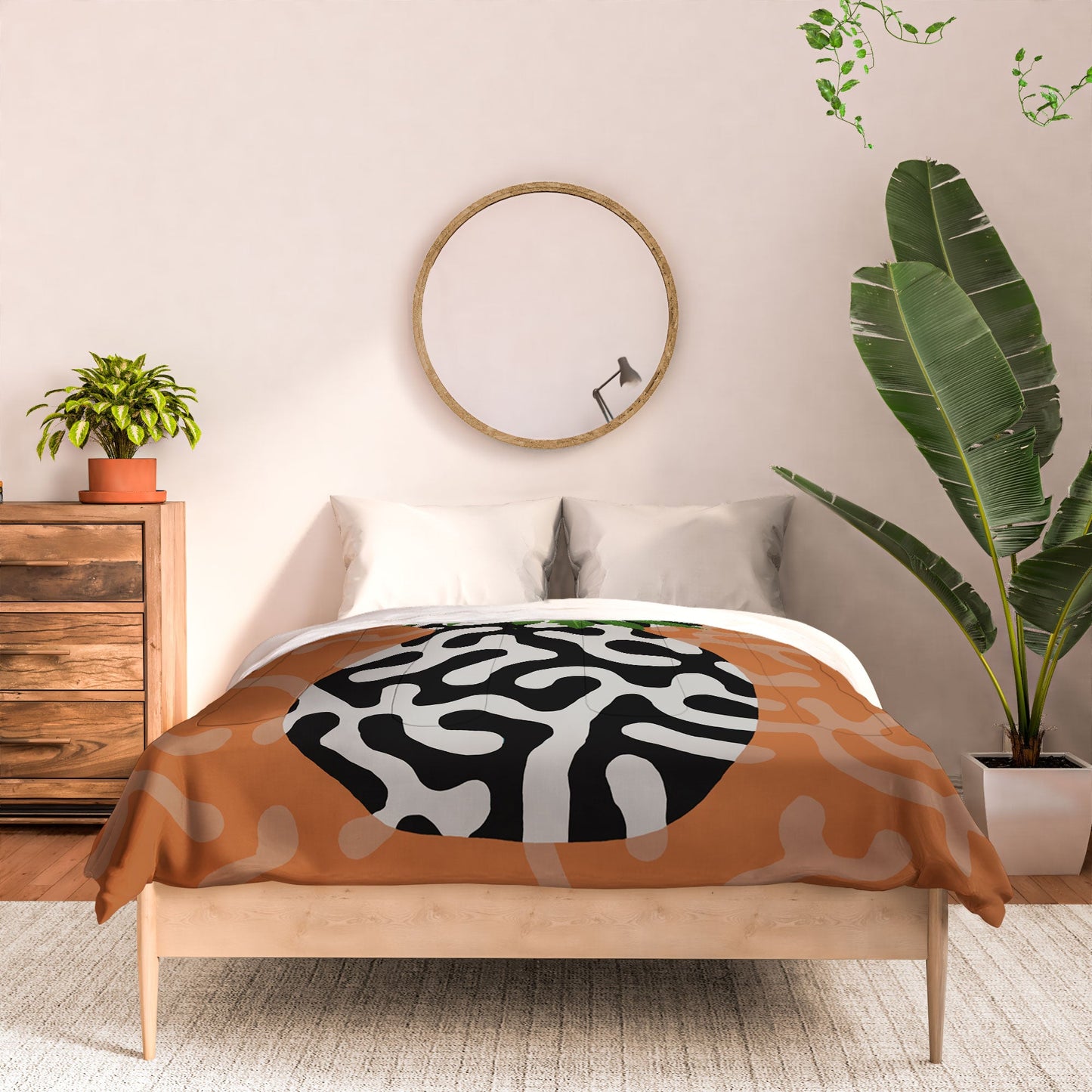 Coco de Paris Green plant retro style 2 Comforter