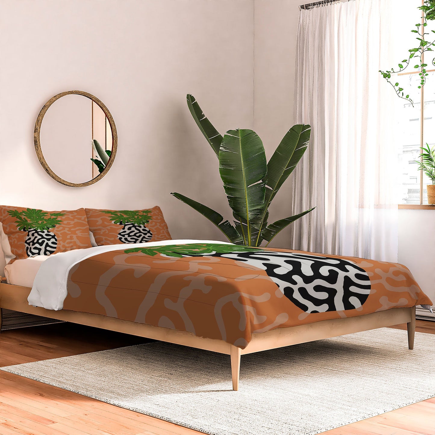 Coco de Paris Green plant retro style 2 Comforter