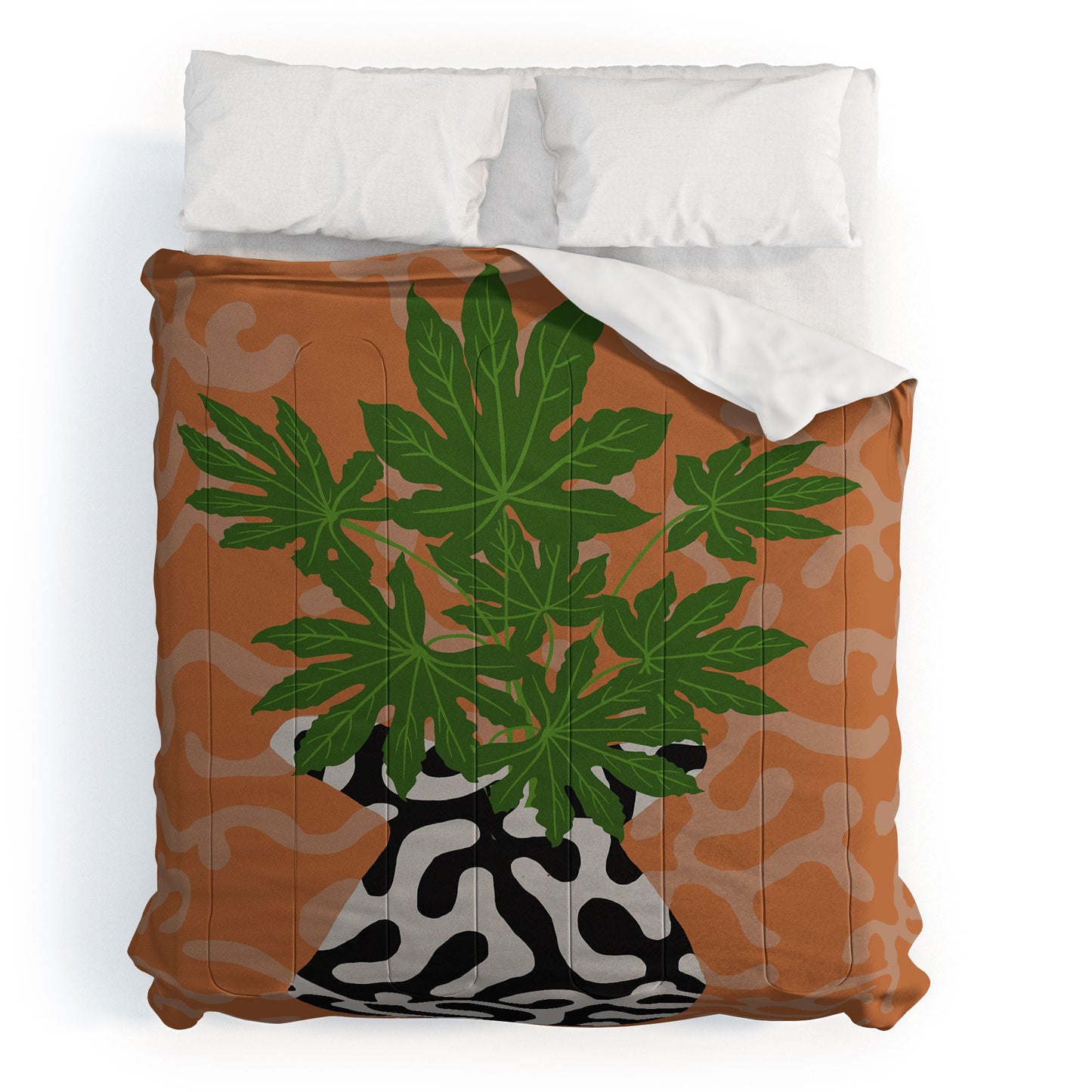 Coco de Paris Green plant retro style 2 Comforter