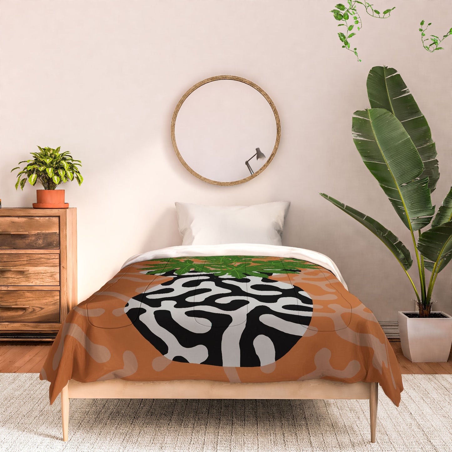 Coco de Paris Green plant retro style 2 Comforter