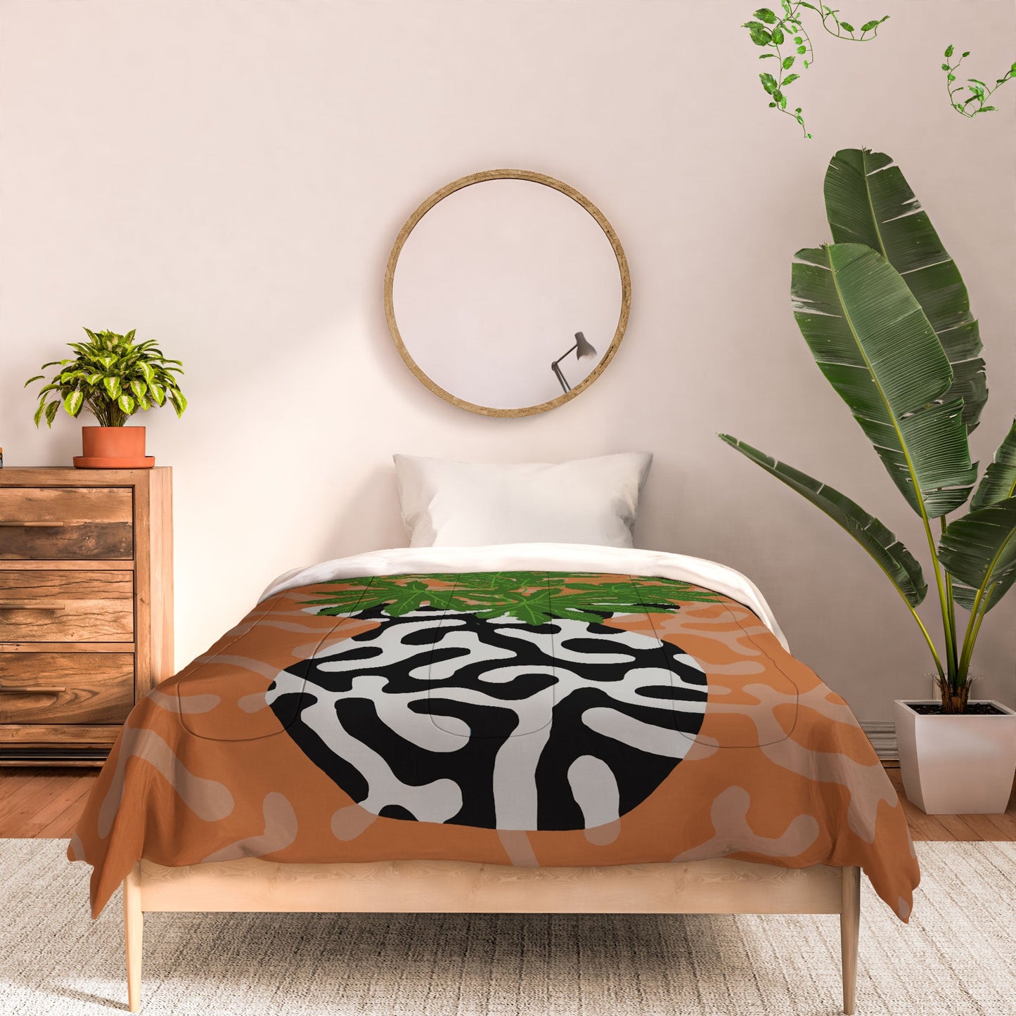 Coco de Paris Green plant retro style 2 Comforter