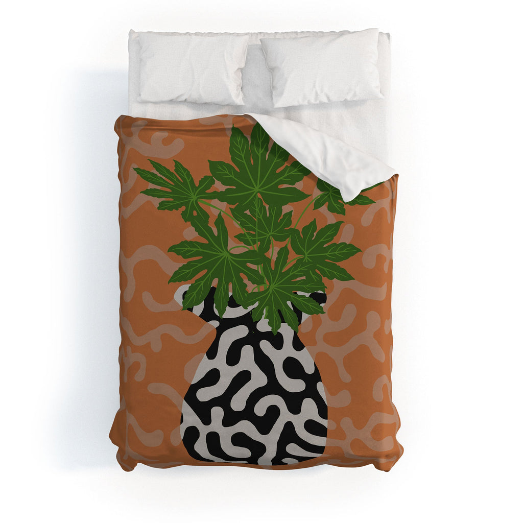 Coco de Paris Green plant retro style 2 Duvet Cover