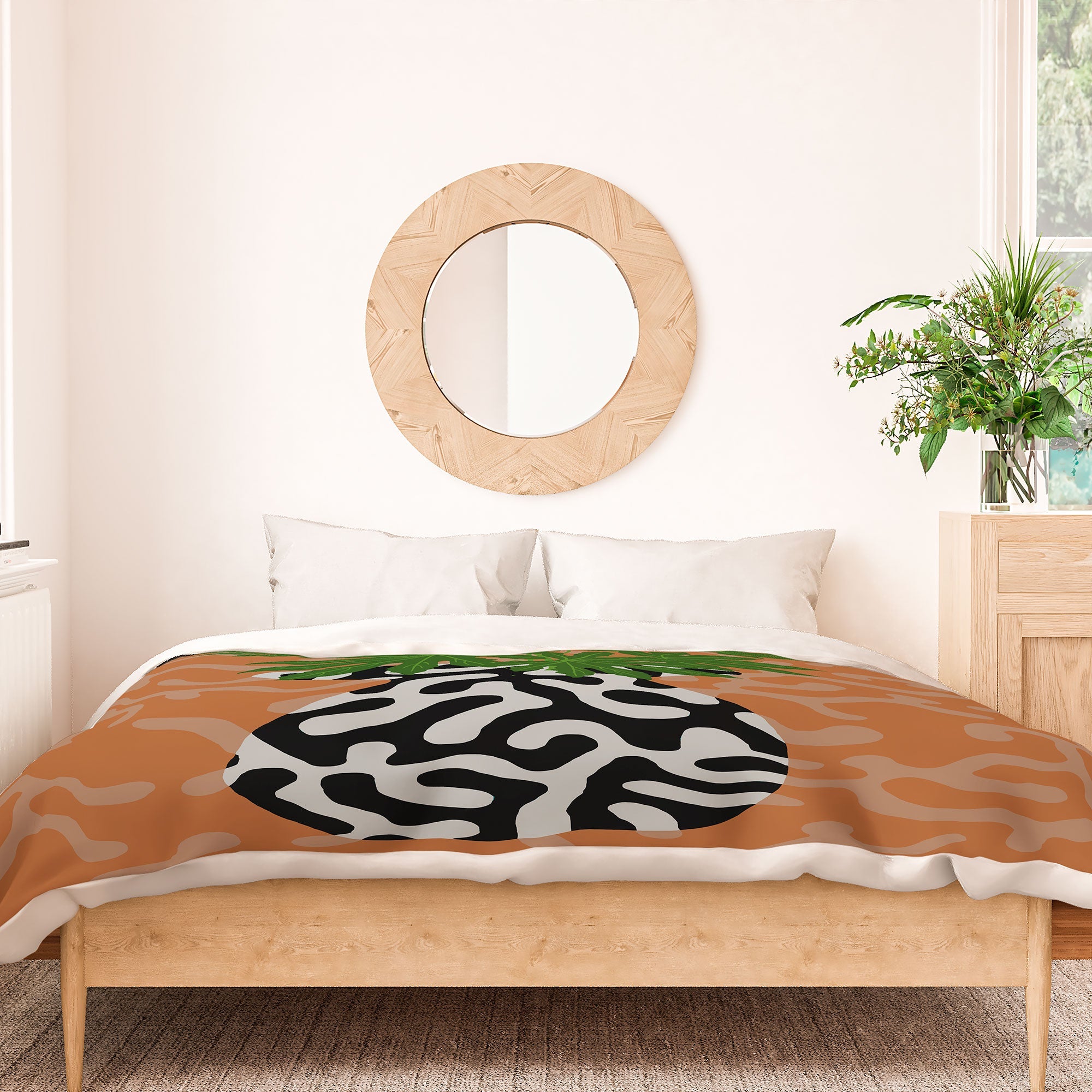 Coco de Paris Green plant retro style 2 Duvet Cover