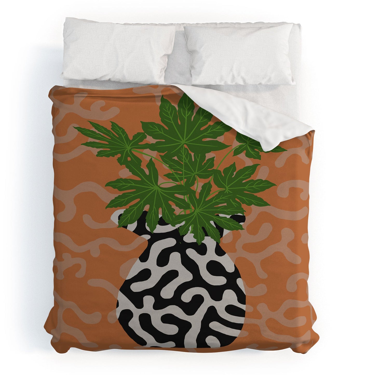 Coco de Paris Green plant retro style 2 Duvet Cover
