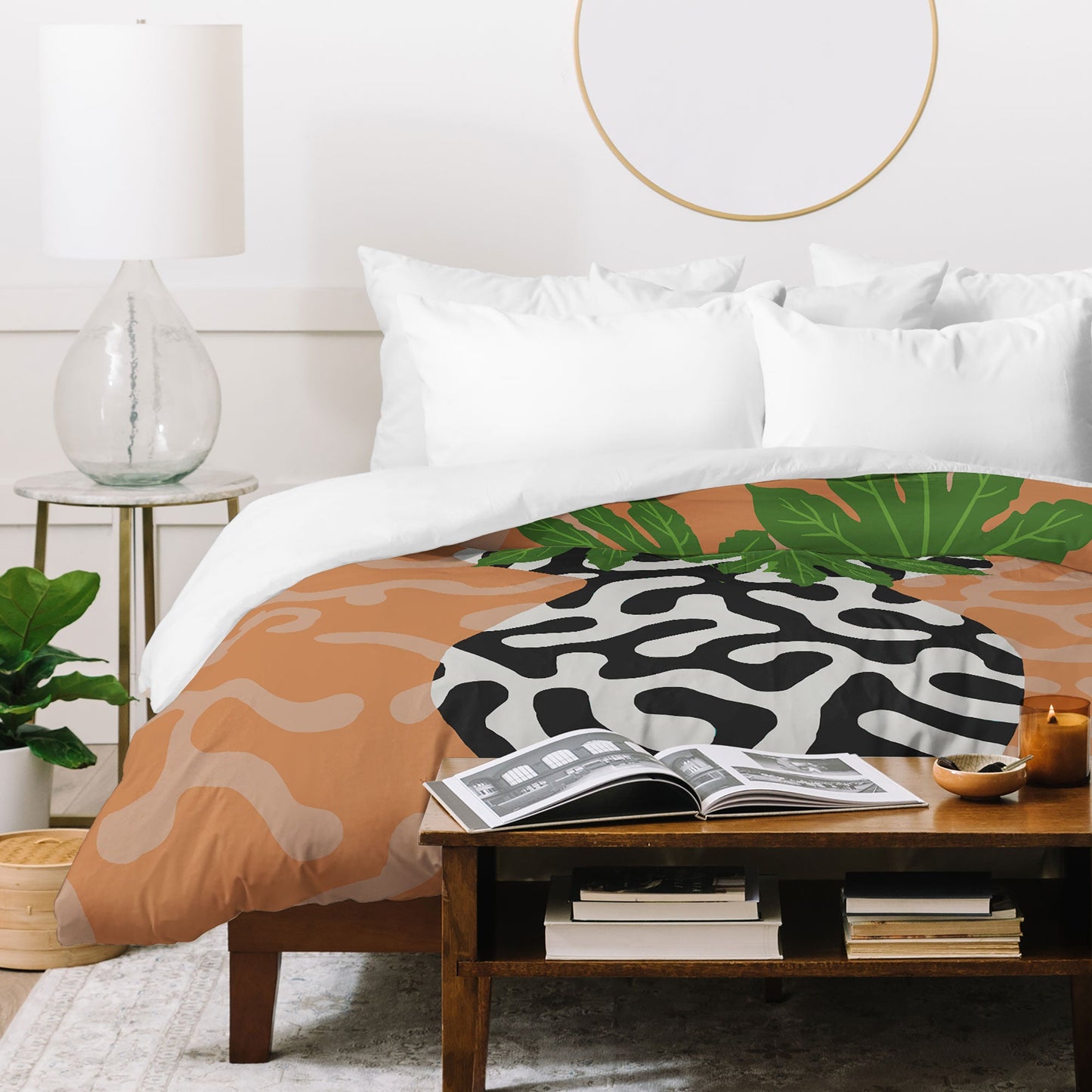 Coco de Paris Green plant retro style 2 Duvet Cover