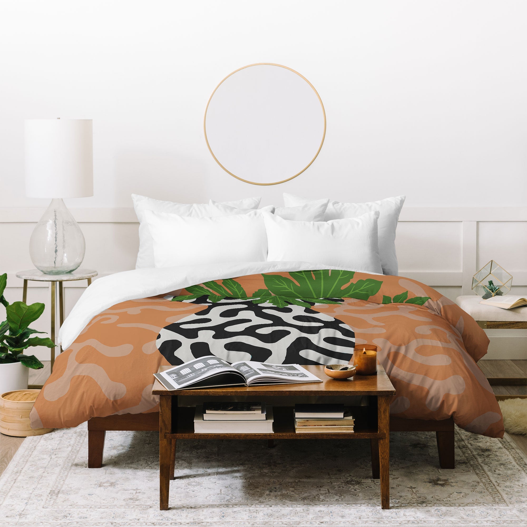 Coco de Paris Green plant retro style 2 Duvet Cover