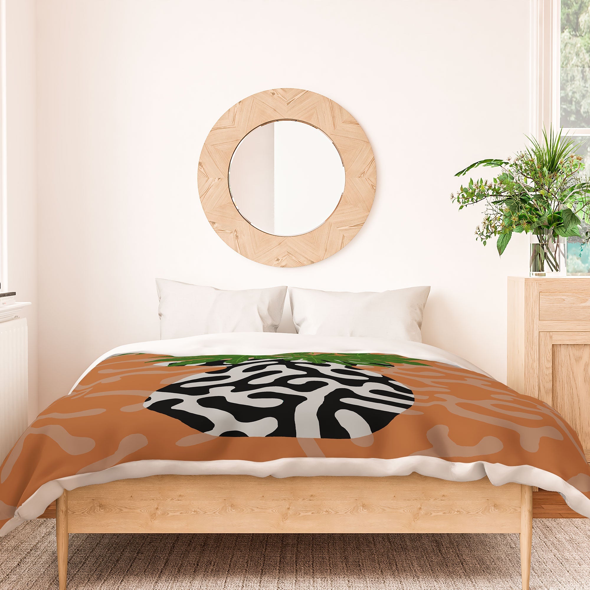 Coco de Paris Green plant retro style 2 Duvet Cover