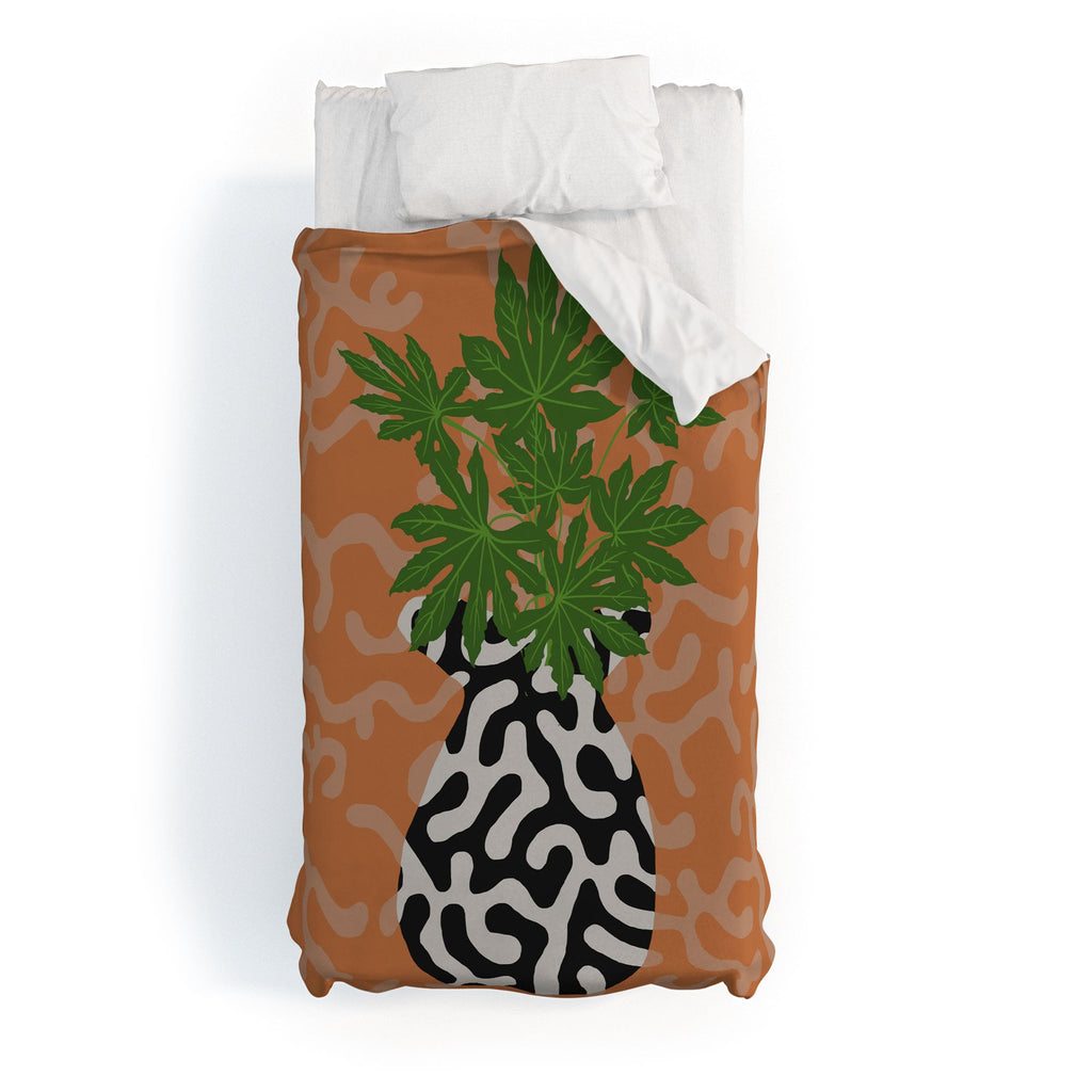 Coco de Paris Green plant retro style 2 Duvet Cover