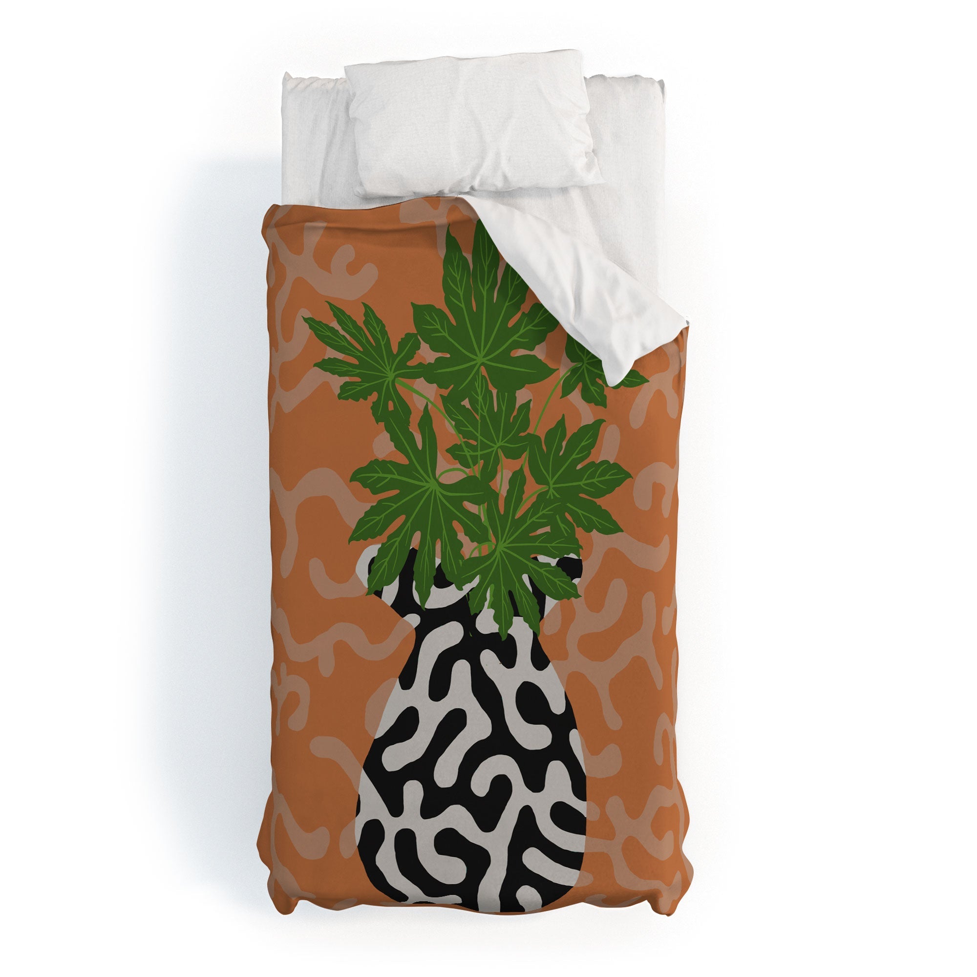 Coco de Paris Green plant retro style 2 Duvet Cover