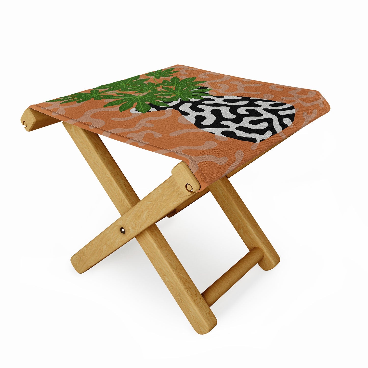 Coco de Paris Green plant retro style 2 Folding Stool