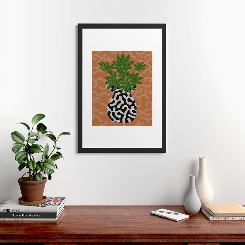 Coco de Paris Green plant retro style 2 Framed Art Print