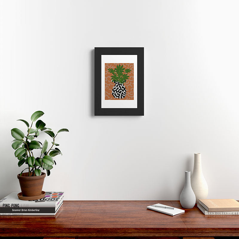 Coco de Paris Green plant retro style 2 Framed Art Print