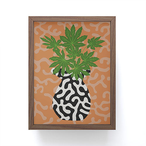 Coco de Paris Green plant retro style 2 Framed Mini Art Print