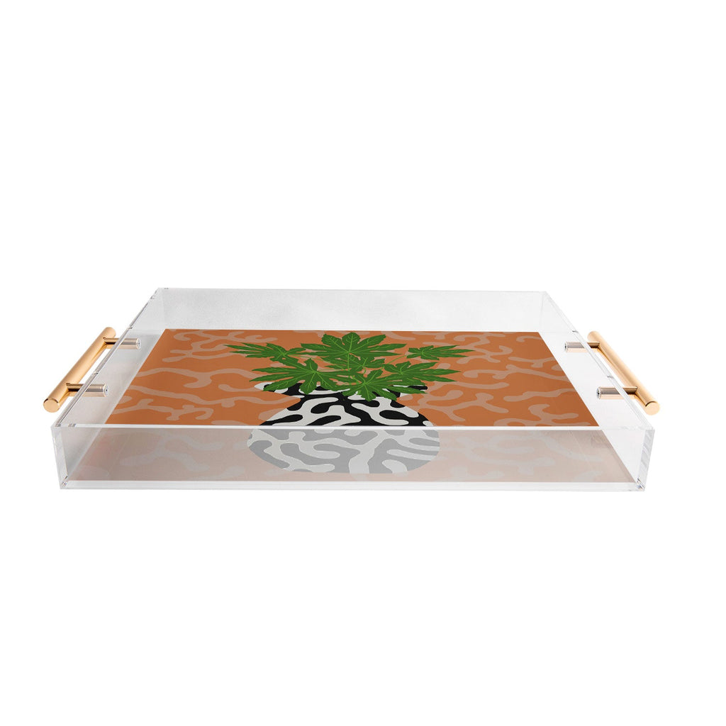 Coco de Paris Green plant retro style 2 Acrylic Tray