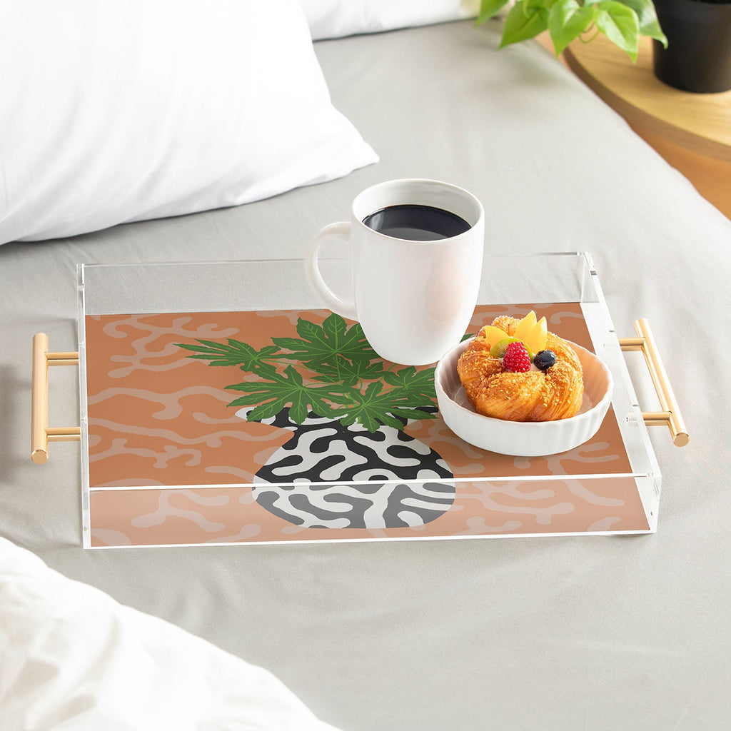 Coco de Paris Green plant retro style 2 Acrylic Tray