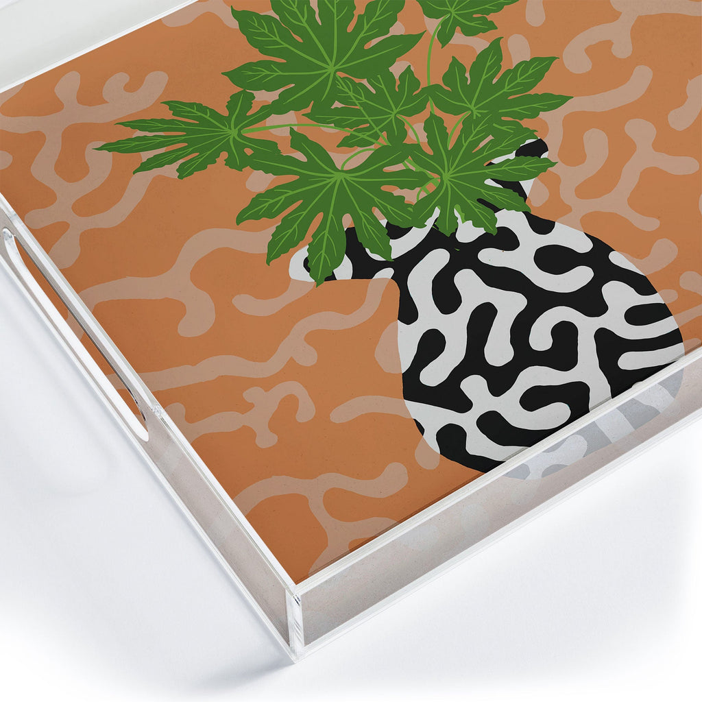 Coco de Paris Green plant retro style 2 Acrylic Tray