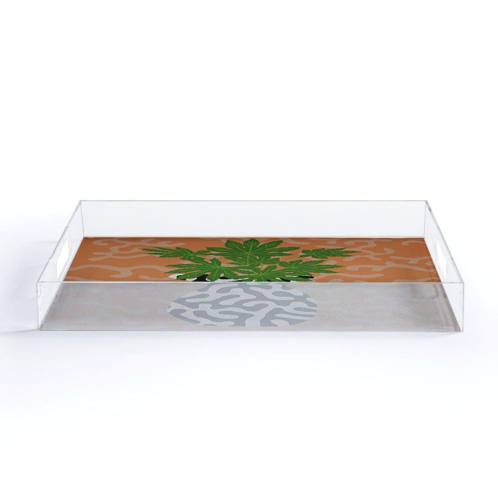 Coco de Paris Green plant retro style 2 Acrylic Tray