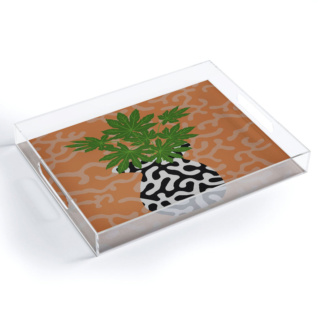 Coco de Paris Green plant retro style 2 Acrylic Tray