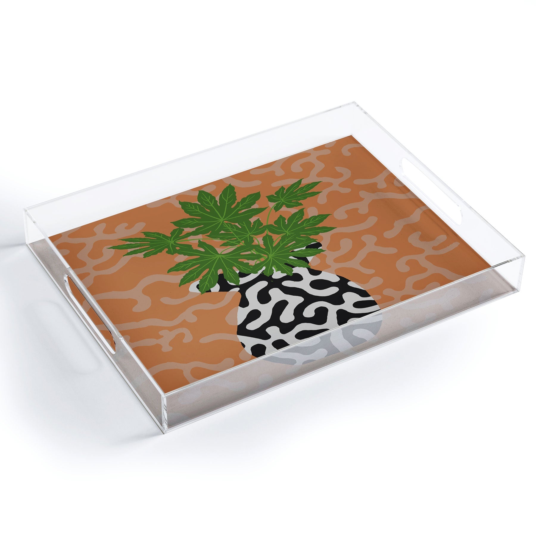 Coco de Paris Green plant retro style 2 Acrylic Tray