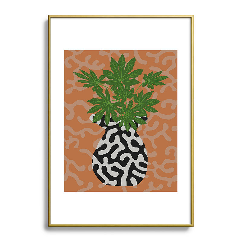 Coco de Paris Green plant retro style 2 Metal Framed Art Print