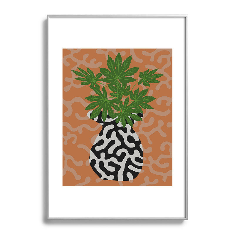 Coco de Paris Green plant retro style 2 Metal Framed Art Print