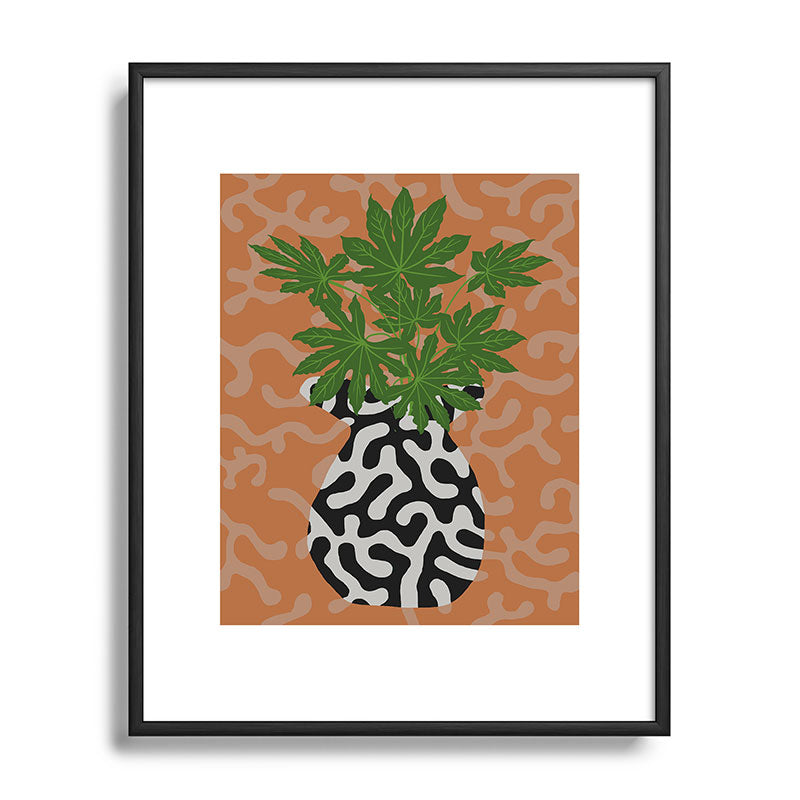 Coco de Paris Green plant retro style 2 Metal Framed Art Print