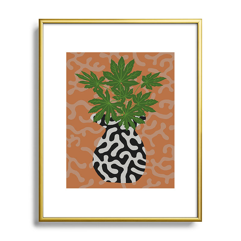 Coco de Paris Green plant retro style 2 Metal Framed Art Print
