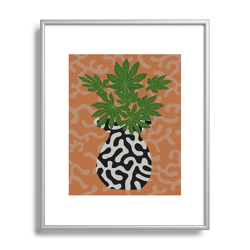 Coco de Paris Green plant retro style 2 Metal Framed Art Print