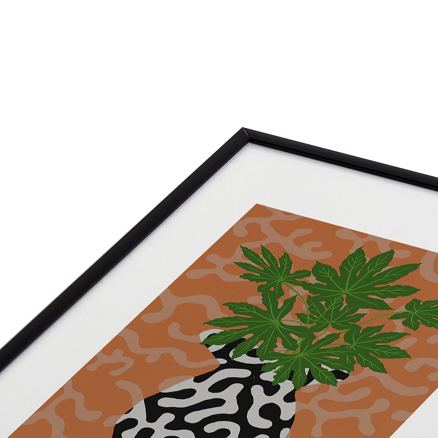 Coco de Paris Green plant retro style 2 Metal Framed Art Print
