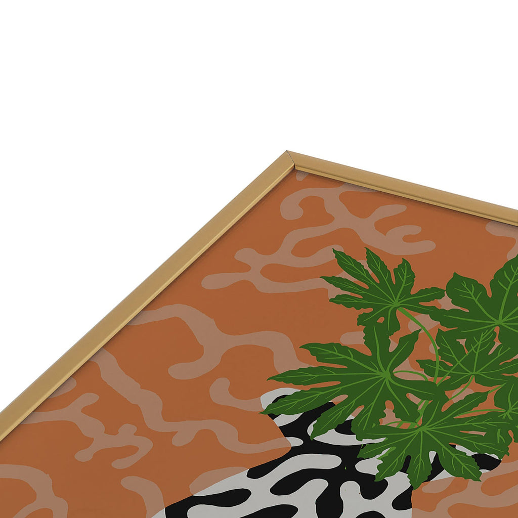 Coco de Paris Green plant retro style 2 Square Metal Framed Art Print