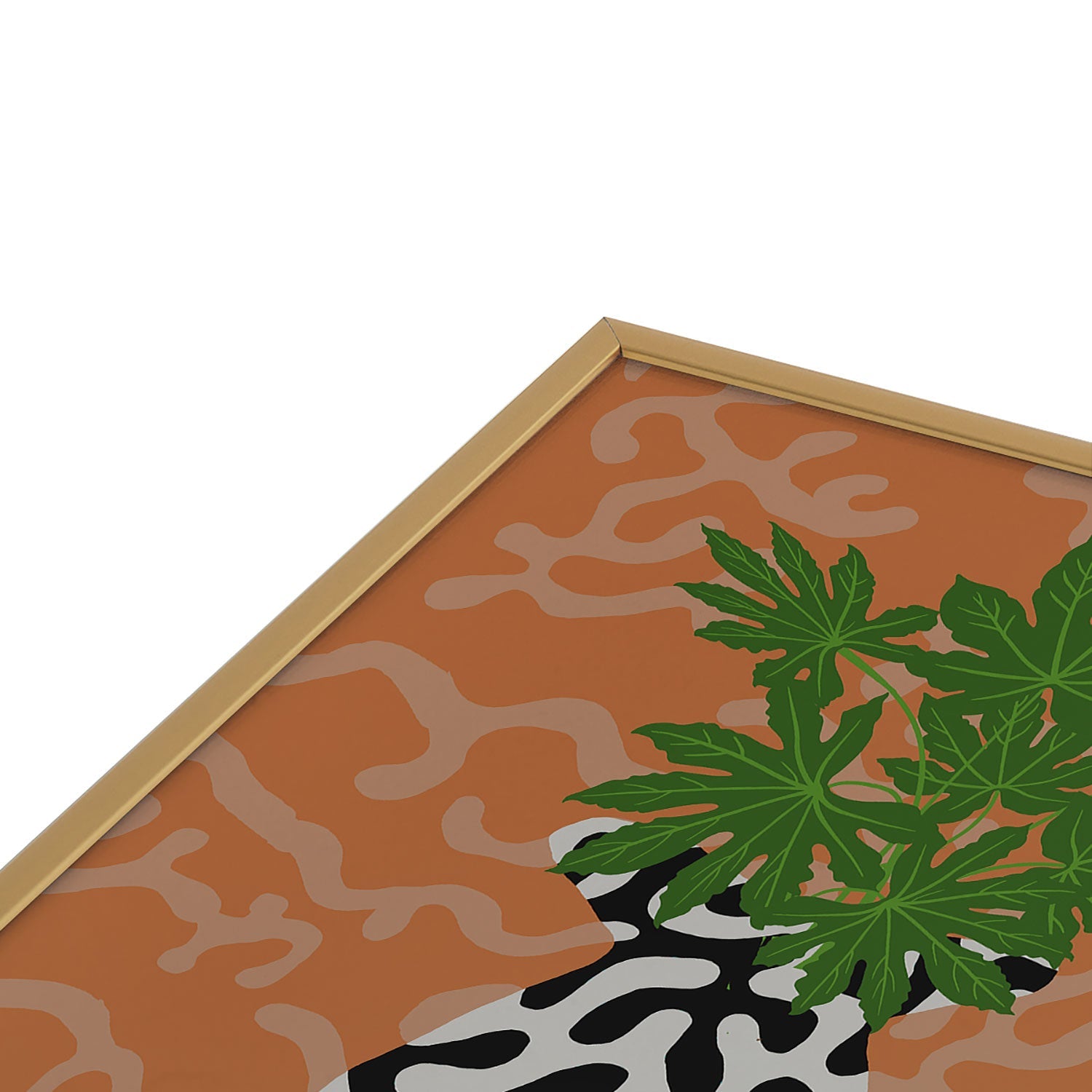 Coco de Paris Green plant retro style 2 Square Metal Framed Art Print