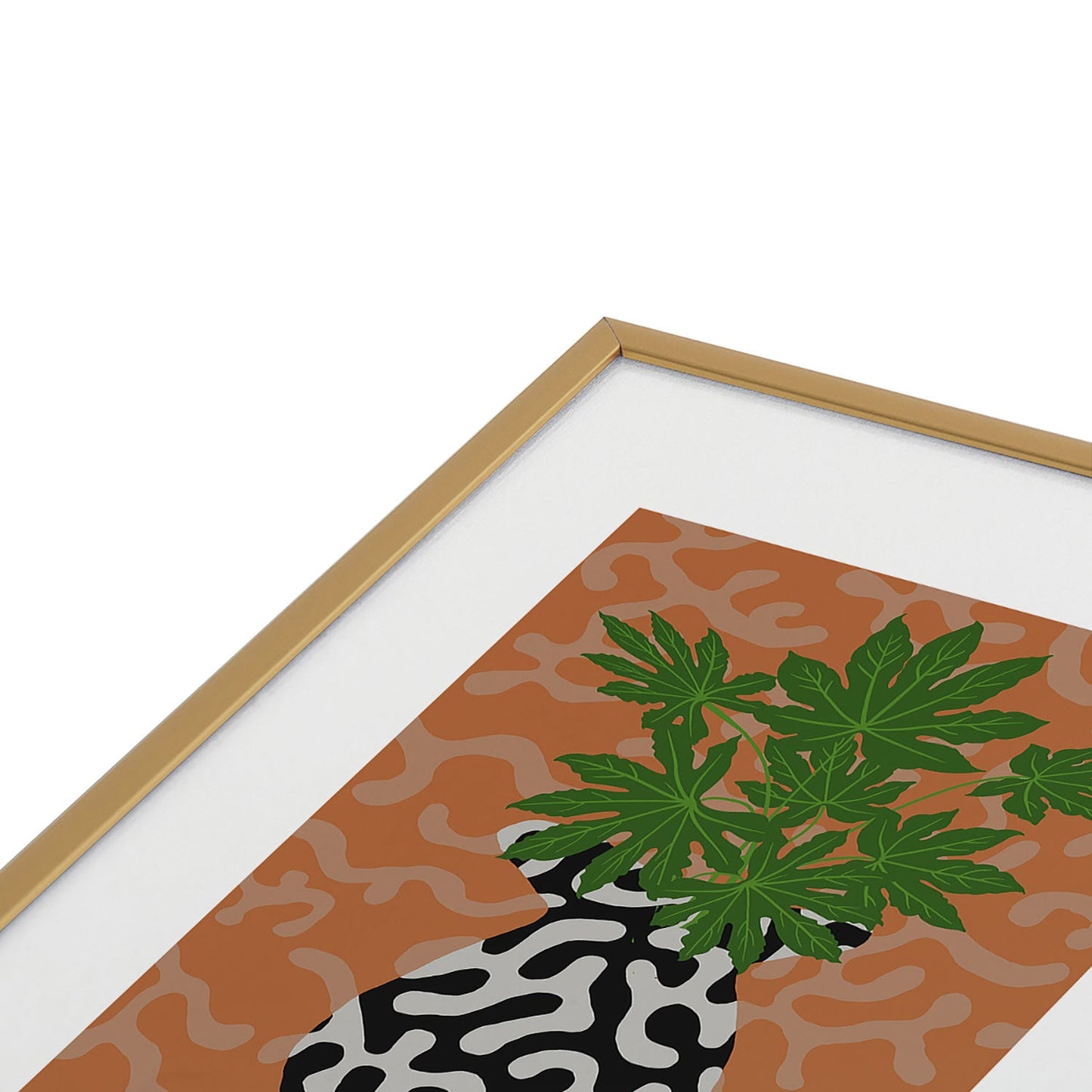 Coco de Paris Green plant retro style 2 Metal Framed Art Print