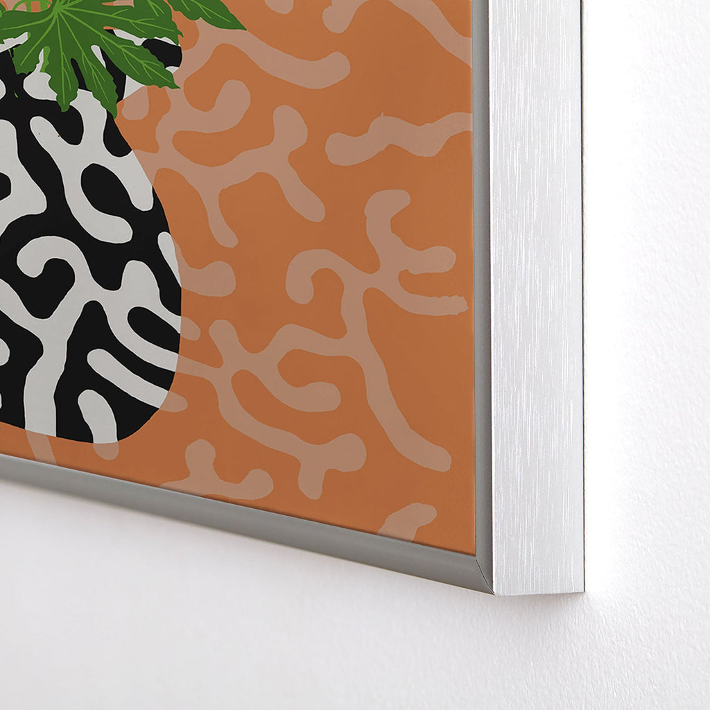 Coco de Paris Green plant retro style 2 Square Metal Framed Art Print