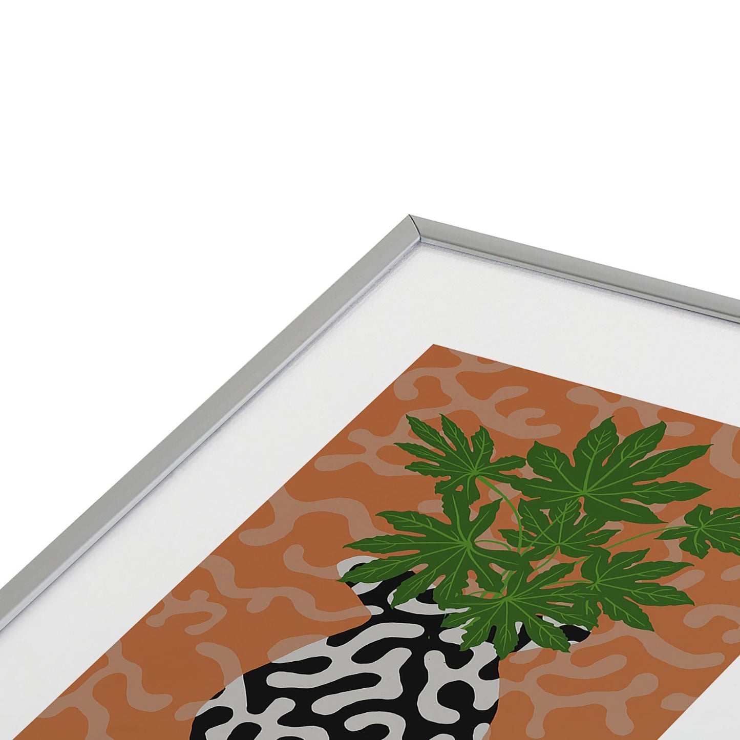 Coco de Paris Green plant retro style 2 Metal Framed Art Print
