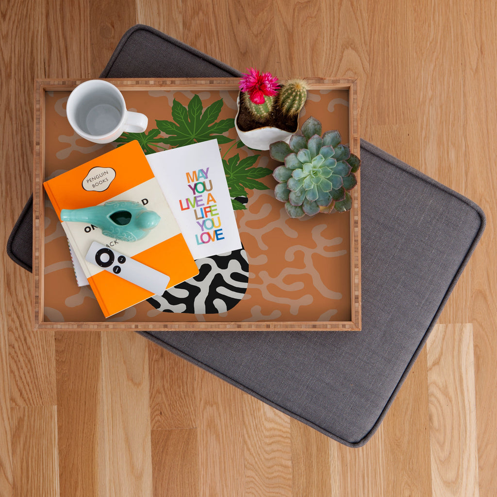 Coco de Paris Green plant retro style 2 Rectangular Tray