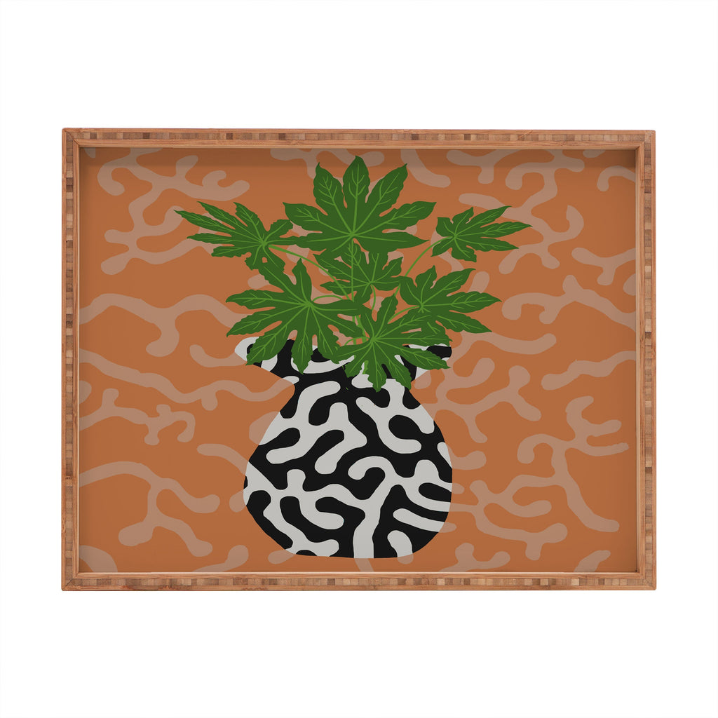 Coco de Paris Green plant retro style 2 Rectangular Tray