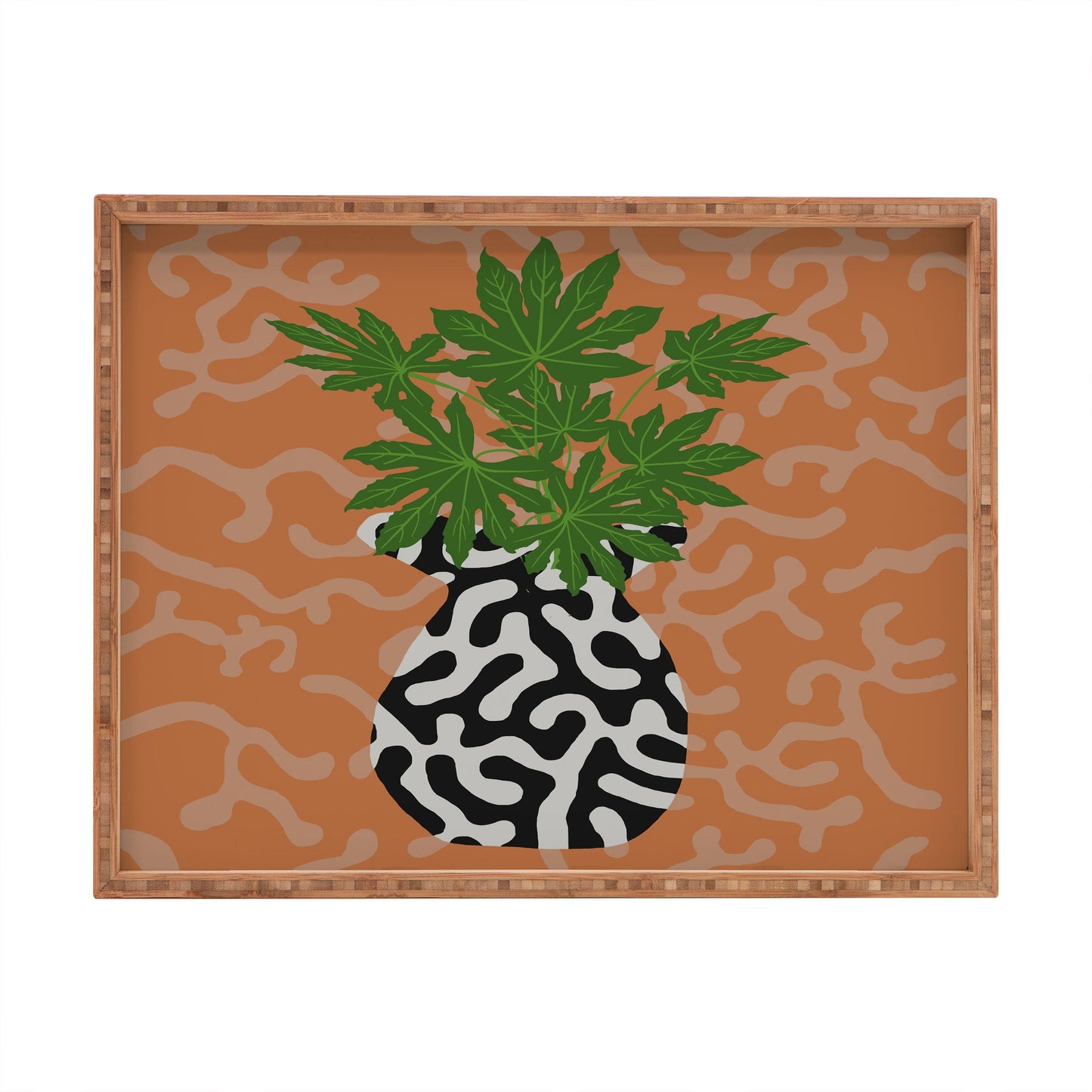 Coco de Paris Green plant retro style 2 Rectangular Tray