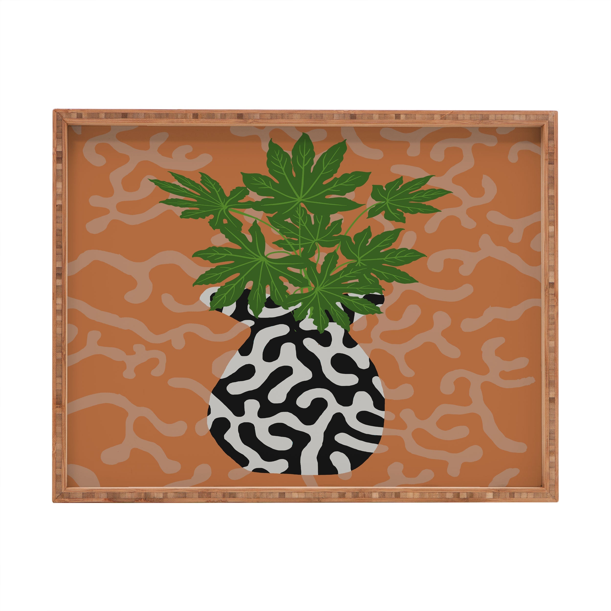 Coco de Paris Green plant retro style 2 Rectangular Tray
