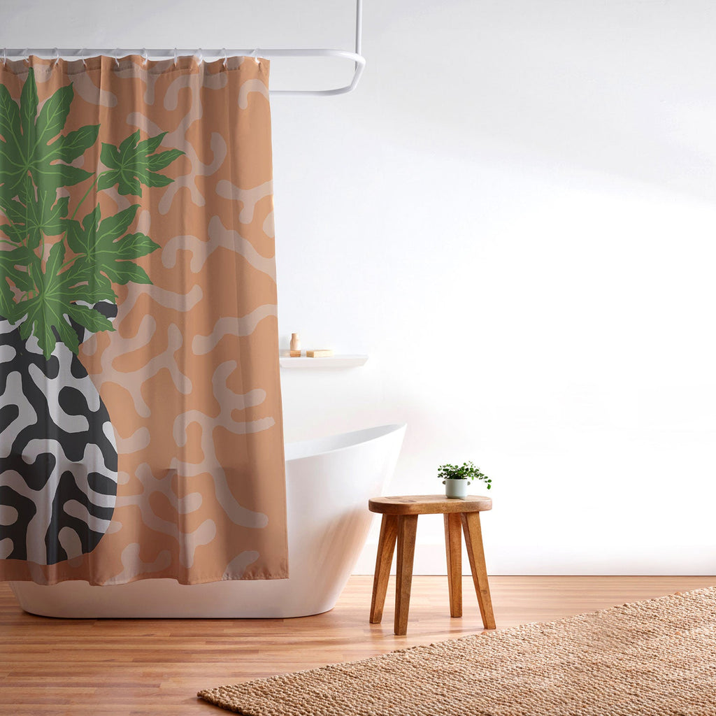Coco de Paris Green plant retro style 2 Shower Curtain