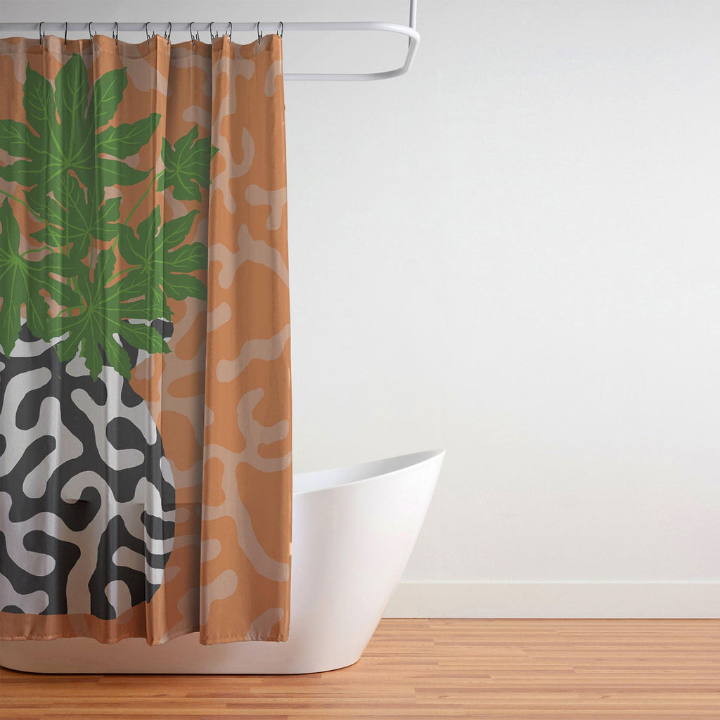 Coco de Paris Green plant retro style 2 Shower Curtain