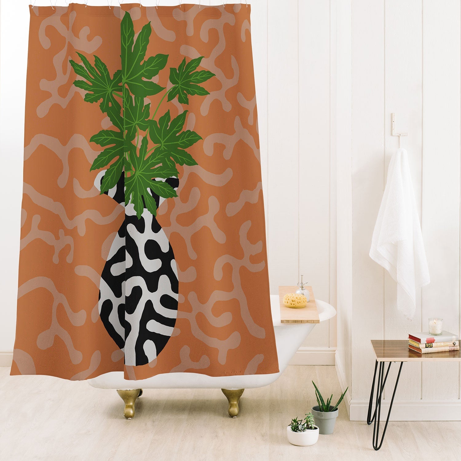 Coco de Paris Green plant retro style 2 Shower Curtain