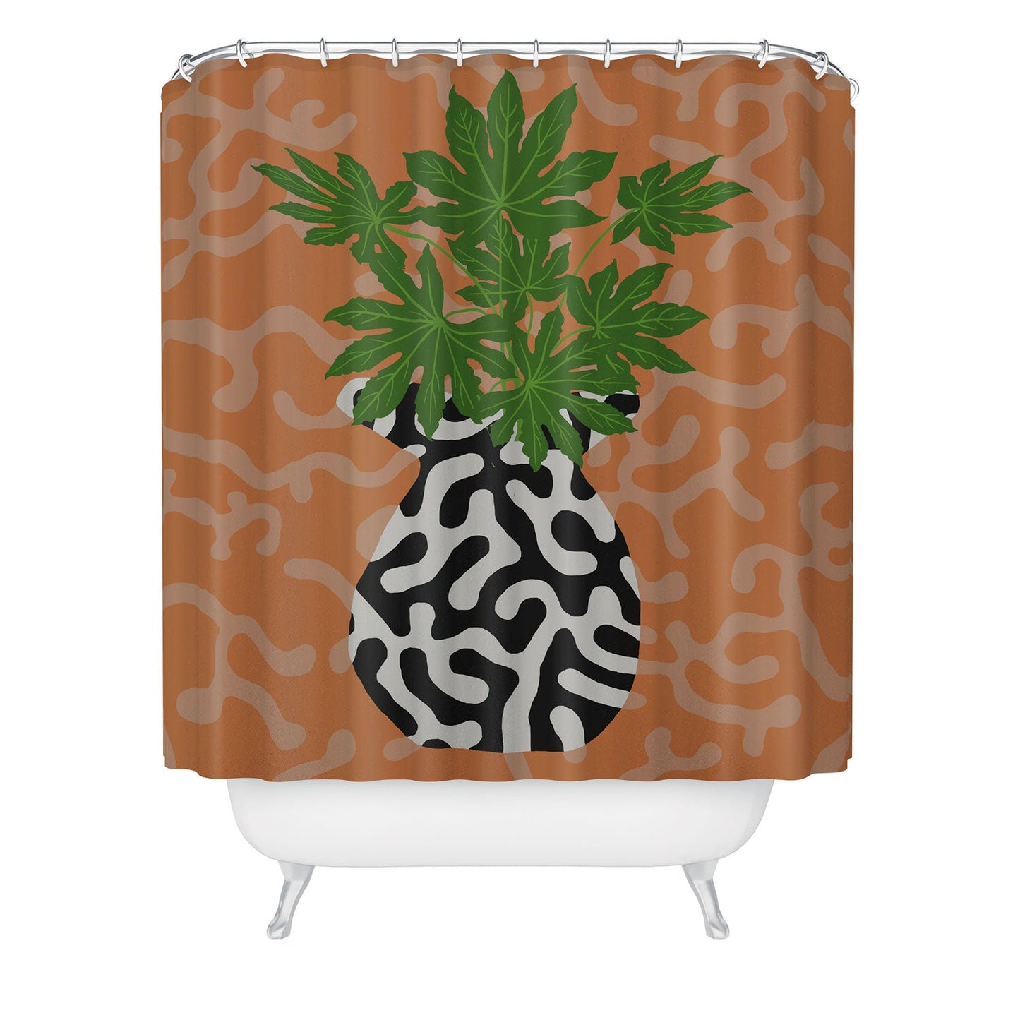 Coco de Paris Green plant retro style 2 Shower Curtain